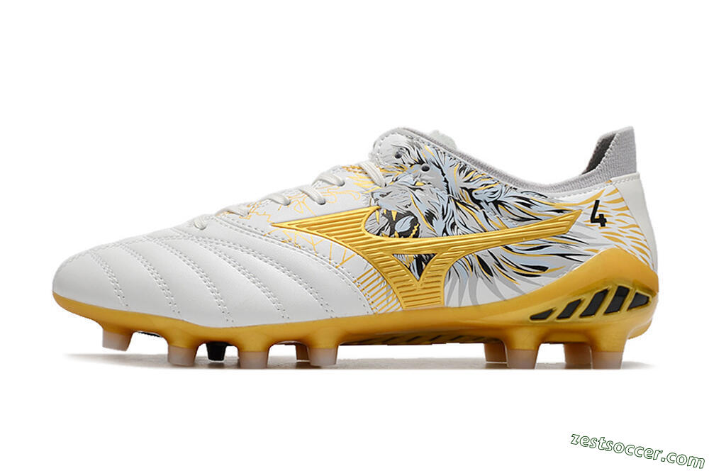 Mizuno Morelia Neo 3 FG Low-Tops Soccer Cleats - White/Black/Gold 2