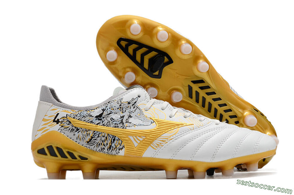 Mizuno Morelia Neo 3 FG Low-Tops Soccer Cleats - White/Black/Gold 0