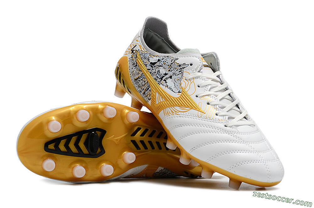 Mizuno Morelia Neo 3 FG Low-Tops Soccer Cleats - White/Black/Gold 4