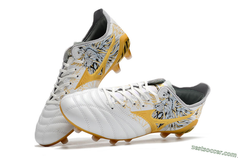 Mizuno Morelia Neo 3 FG Low-Tops Soccer Cleats - White/Black/Gold 5