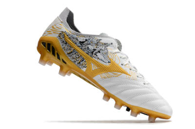 Mizuno Morelia Neo 3 FG Low-Tops Soccer Cleats - White/Black/Gold