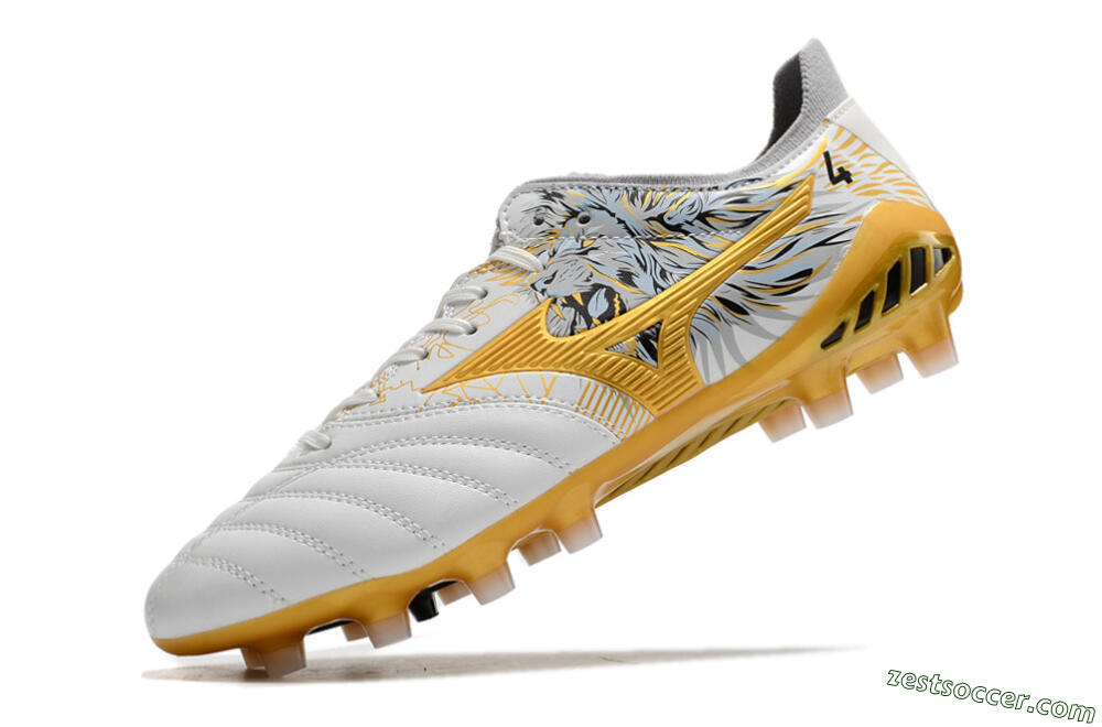Mizuno Morelia Neo 3 FG Low-Tops Soccer Cleats - White/Black/Gold 7