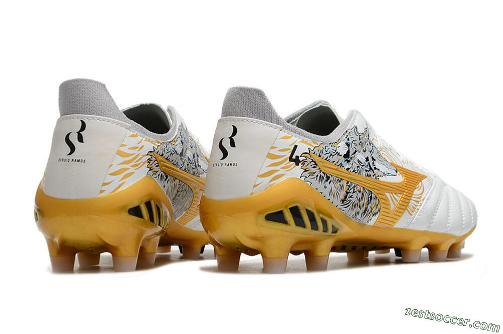 Mizuno Morelia Neo 3 FG Low-Tops Soccer Cleats - White/Black/Gold 8