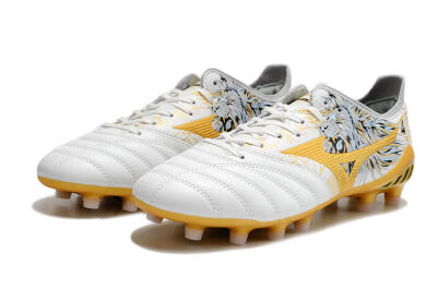 Mizuno Morelia Neo 3 FG Low-Tops Soccer Cleats - White/Black/Gold