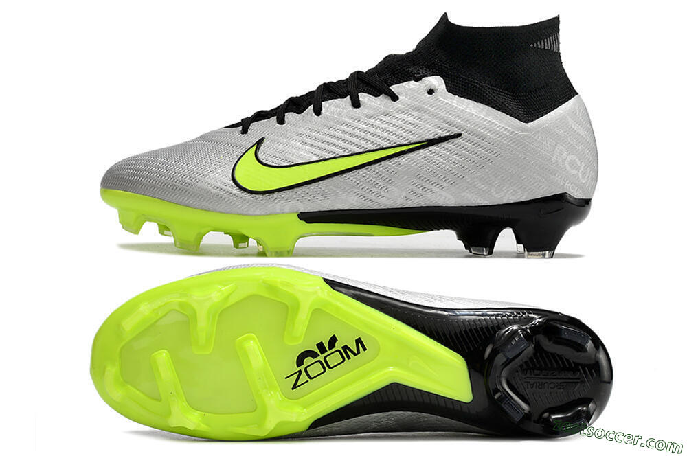 Nike Air Zoom Mercurial Superfly 9 Elite FG High-Tops Soccer Cleats - Grey/Yellow/Black 1