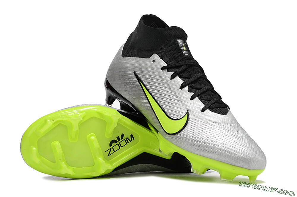 Nike Air Zoom Mercurial Superfly 9 Elite FG High-Tops Soccer Cleats - Grey/Yellow/Black 3