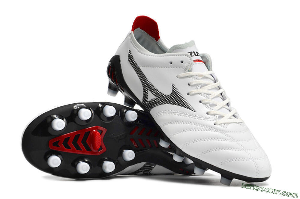 Mizuno Morelia Neo 3 Made in Japan FG Low-Tops Soccer Cleats - White/Black/Red 4