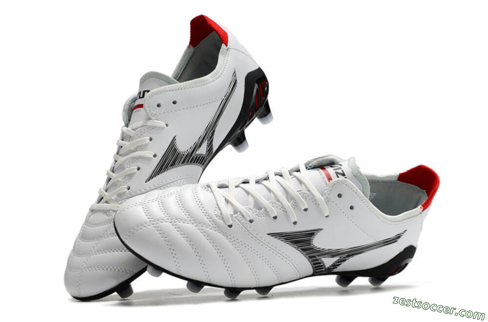 Mizuno Morelia Neo 3 Made in Japan FG Low-Tops Soccer Cleats - White/Black/Red 5