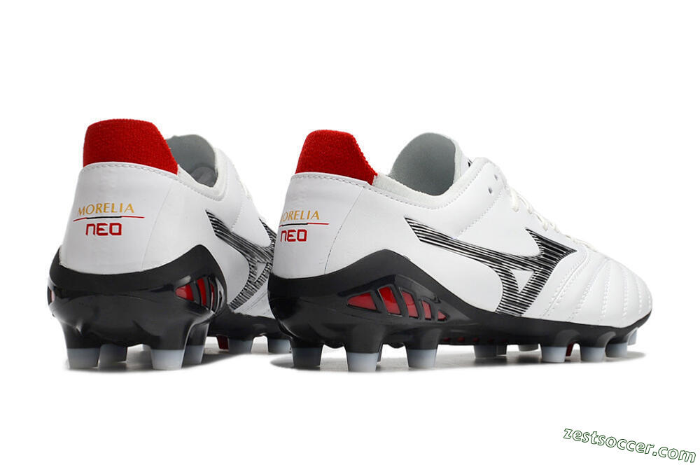 Mizuno Morelia Neo 3 Made in Japan FG Low-Tops Soccer Cleats - White/Black/Red 8
