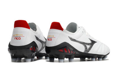 Mizuno Morelia Neo 3 Made in Japan FG Low-Tops Soccer Cleats - White/Black/Red