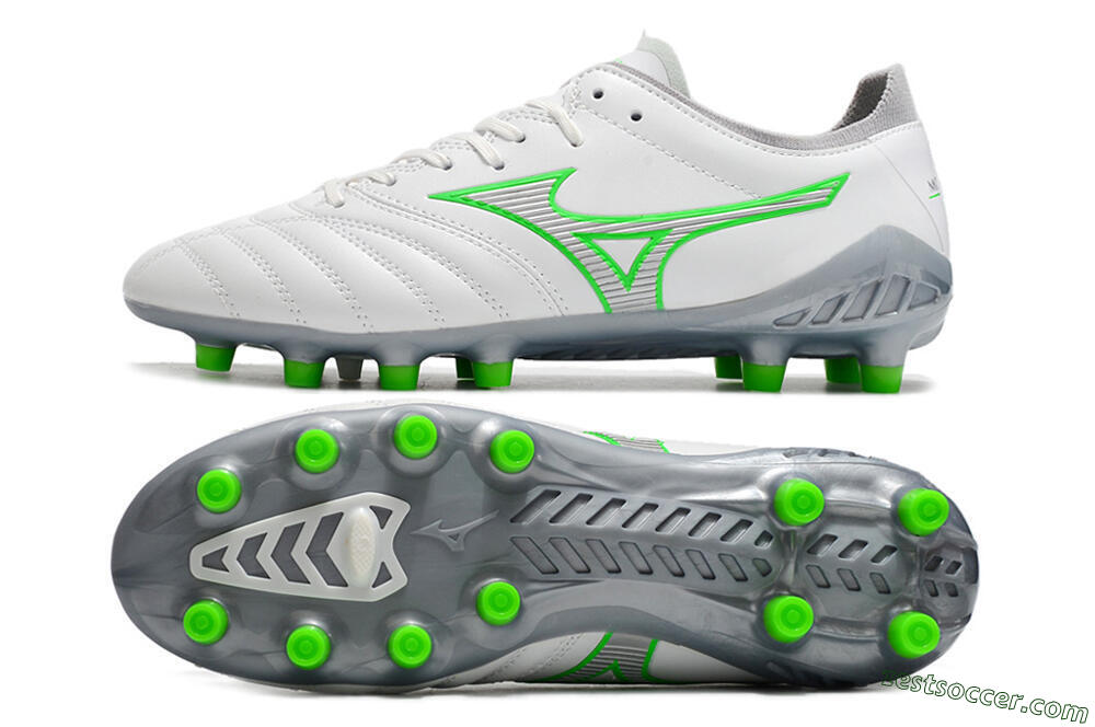 Mizuno Morelia Neo 3 Made in Japan FG Low-Tops Soccer Cleats - White/Green 1
