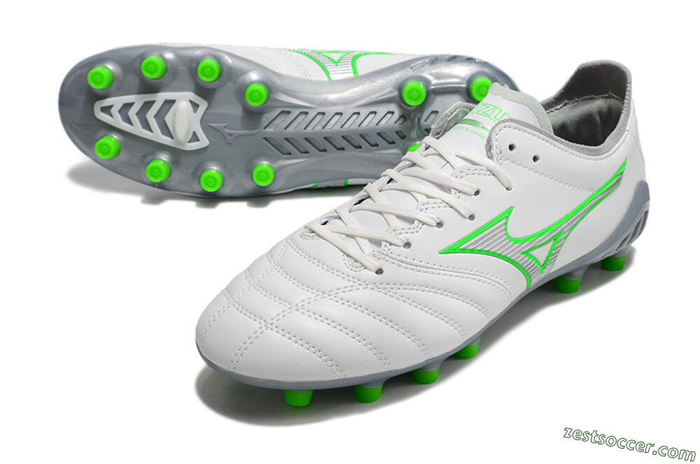 Mizuno Morelia Neo 3 Made in Japan FG Low-Tops Soccer Cleats - White/Green 3