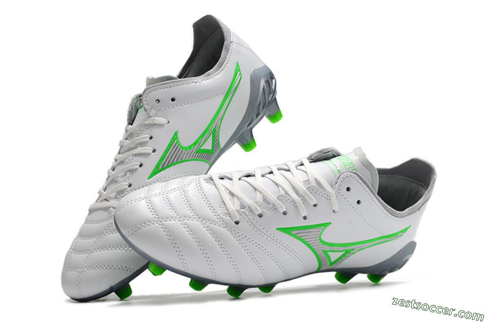 Mizuno Morelia Neo 3 Made in Japan FG Low-Tops Soccer Cleats - White/Green 5