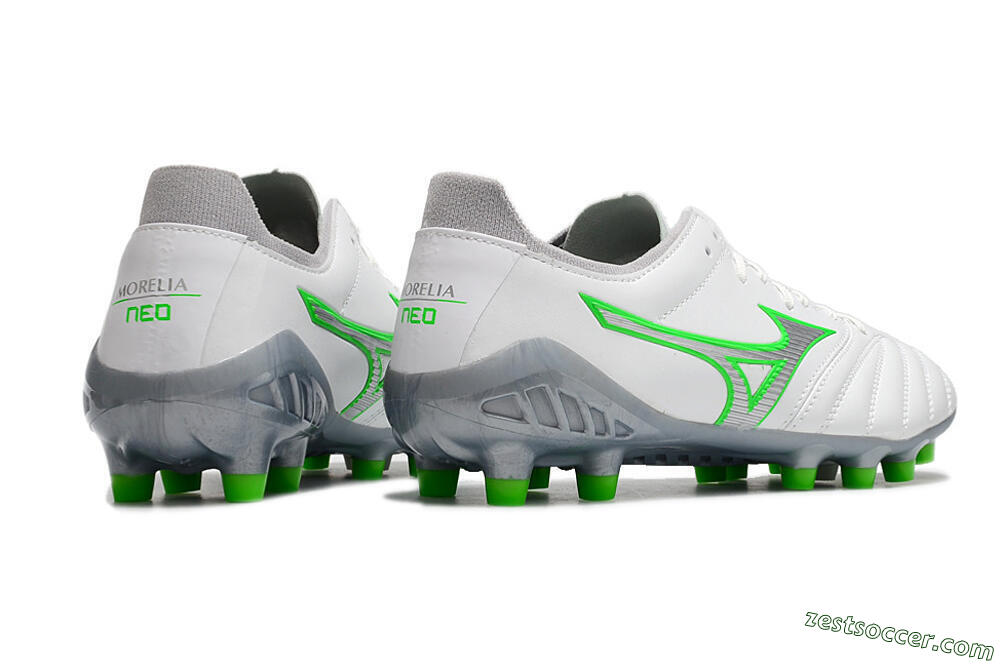 Mizuno Morelia Neo 3 Made in Japan FG Low-Tops Soccer Cleats - White/Green 8