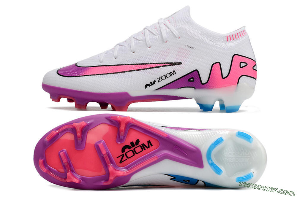 Nike Air Zoom Mercurial Vapor 15 Elite FG Low-Tops Soccer Cleats - White/Pink/Purple 1
