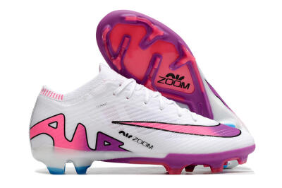 Nike Air Zoom Mercurial Vapor 15 Elite FG Low-Tops Soccer Cleats - White/Pink/Purple