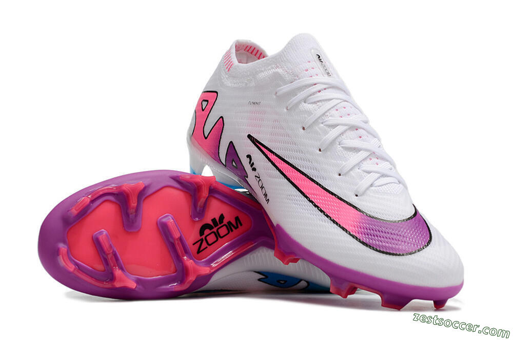Nike Air Zoom Mercurial Vapor 15 Elite FG Low-Tops Soccer Cleats - White/Pink/Purple 3