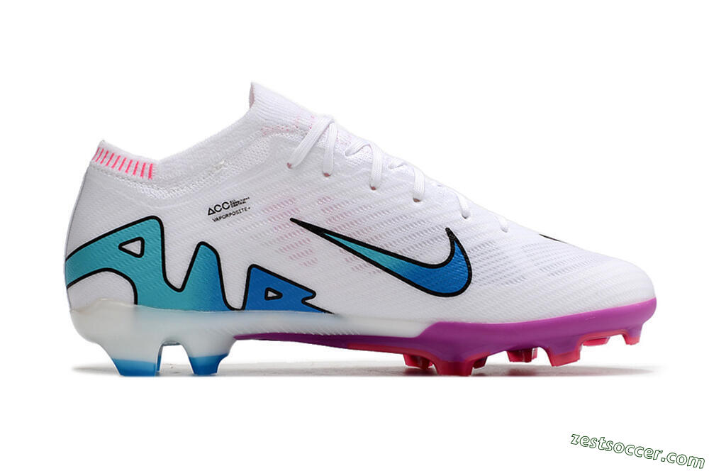 Nike Air Zoom Mercurial Vapor 15 Elite FG Low-Tops Soccer Cleats - White/Pink/Purple 5