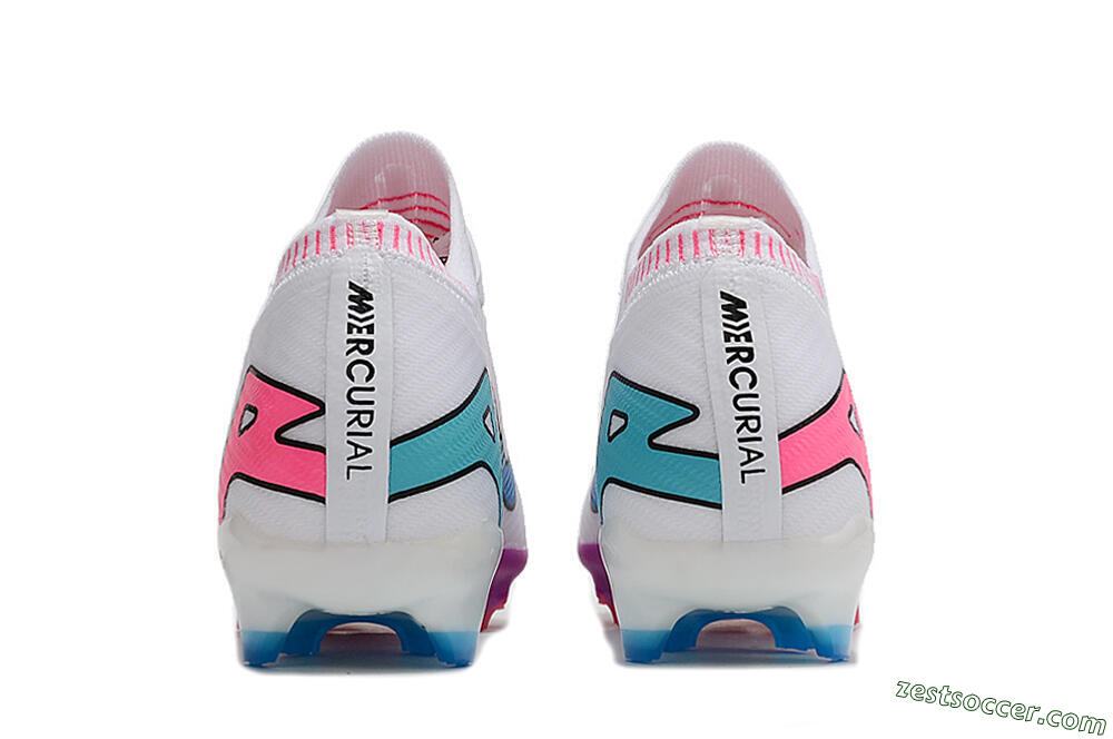 Nike Air Zoom Mercurial Vapor 15 Elite FG Low-Tops Soccer Cleats - White/Pink/Purple 6