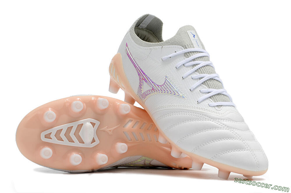 Mizuno Morelia Neo 3 FG Low-Tops Soccer Cleats - White/Blue/Pink 3