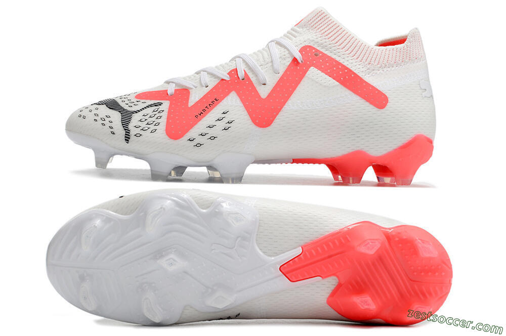 Puma Future Ultimate FG Low-Tops Soccer Cleats - White/Red/Black 1