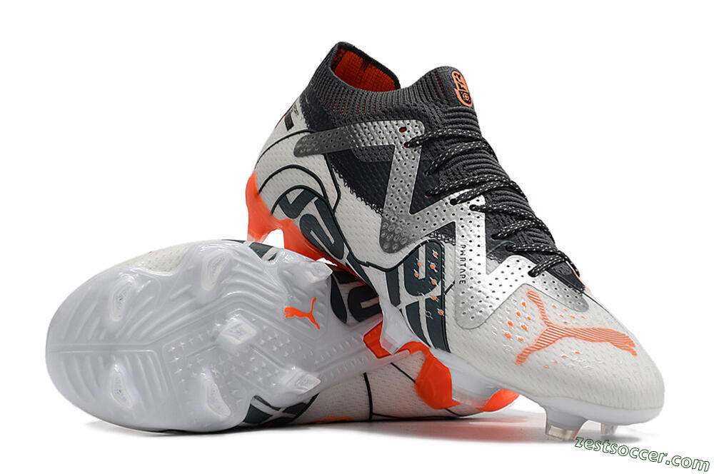 Puma Future Ultimate FG Low-Tops Soccer Cleats - White/Silver/Black 3