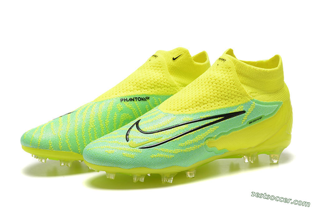 Nike Phantom GX Elite DF Link FG High-Tops Soccer Cleats - Yellow/Green/Black 9