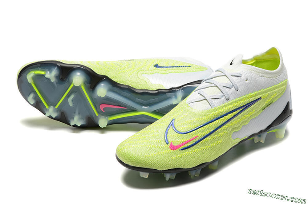 Nike Phantom GX Elite FG Low-Tops Soccer Cleats - Green/White/Blue 3
