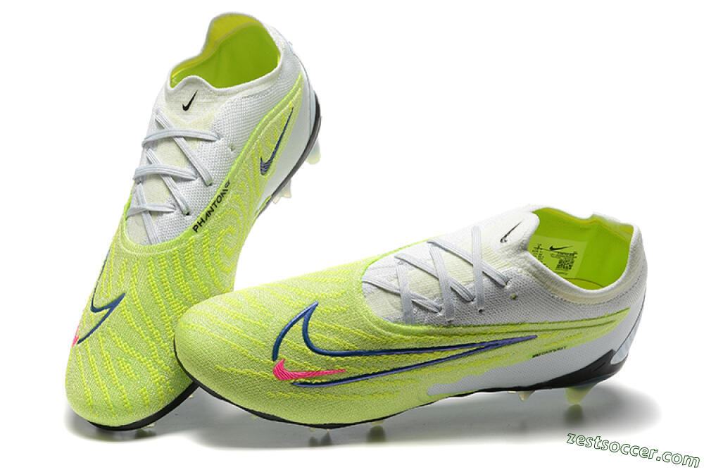 Nike Phantom GX Elite FG Low-Tops Soccer Cleats - Green/White/Blue 5