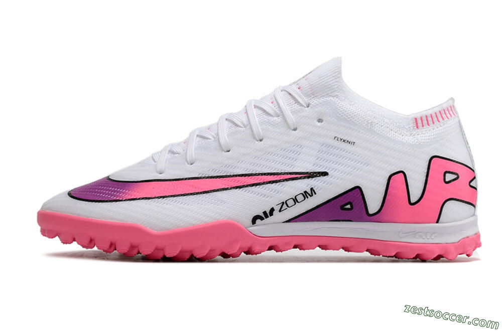 Nike Mercurial Vapor 15 Elite TF Low-Tops Soccer Shoes - White/Pink 2