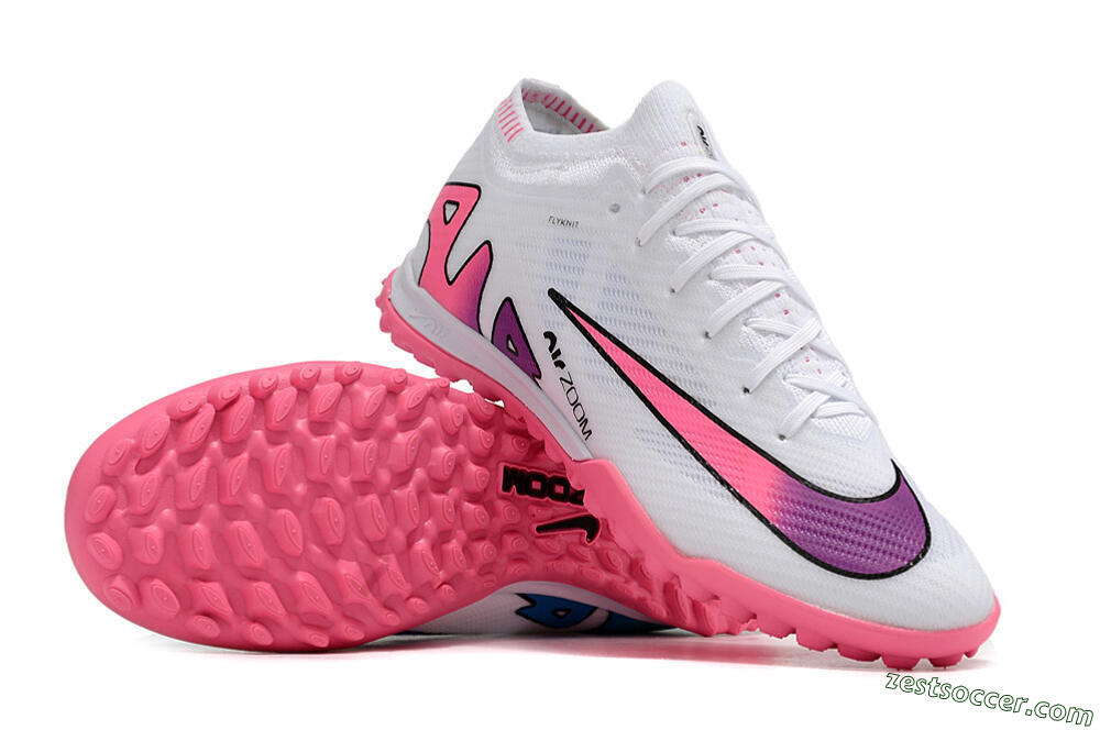 Nike Mercurial Vapor 15 Elite TF Low-Tops Soccer Shoes - White/Pink 3