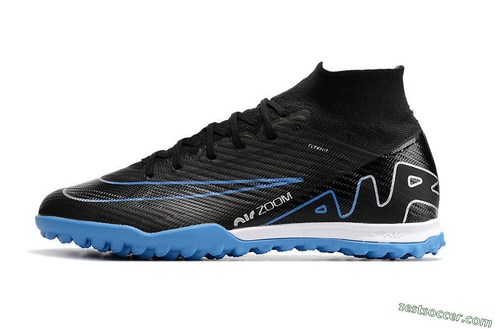Nike Mercurial Superfly 9 Elite TF High-Tops Soccer Shoes - Black/Blue 2