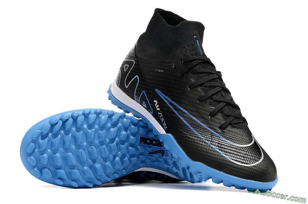 Nike Mercurial Superfly 9 Elite TF High-Tops Soccer Shoes - Black/Blue 3