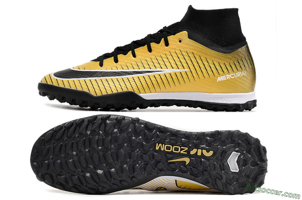 Nike Mercurial Superfly 9 Elite TF High-Tops Soccer Shoes - Gold/Black/Silver 1