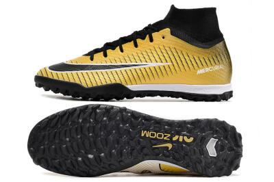 Nike Mercurial Superfly 9 Elite TF High-Tops Soccer Shoes - Gold/Black/Silver