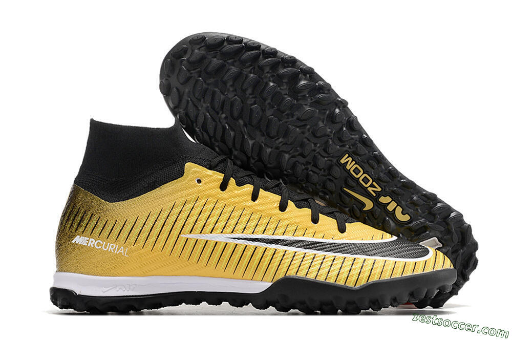Nike Mercurial Superfly 9 Elite TF High-Tops Soccer Shoes - Gold/Black/Silver 0