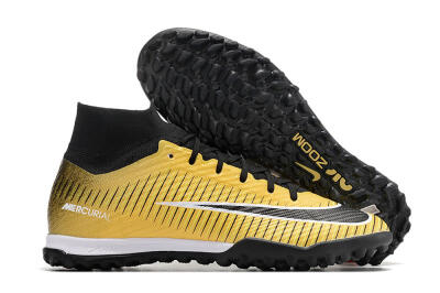 Nike Mercurial Superfly 9 Elite TF High-Tops Soccer Shoes - Gold/Black/Silver
