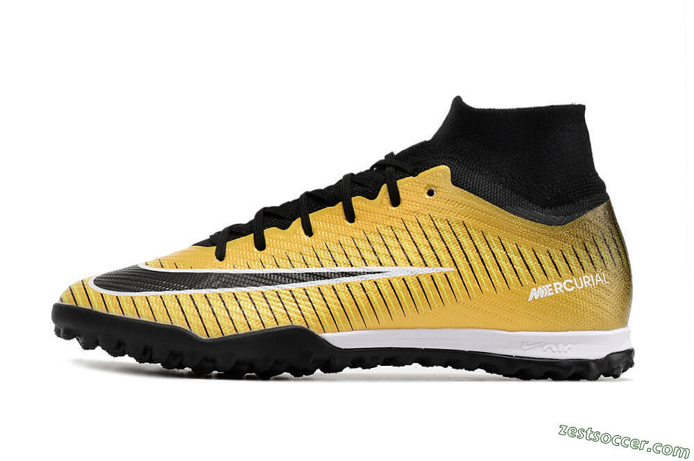 Nike Mercurial Superfly 9 Elite TF High-Tops Soccer Shoes - Gold/Black/Silver 2