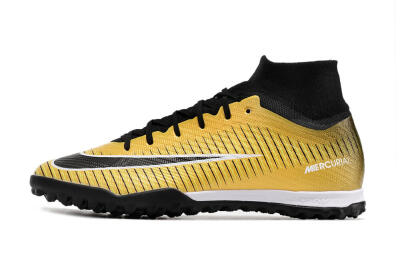 Nike Mercurial Superfly 9 Elite TF High-Tops Soccer Shoes - Gold/Black/Silver