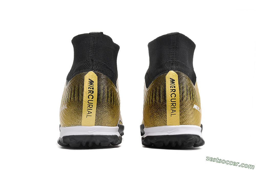 Nike Mercurial Superfly 9 Elite TF High-Tops Soccer Shoes - Gold/Black/Silver 5