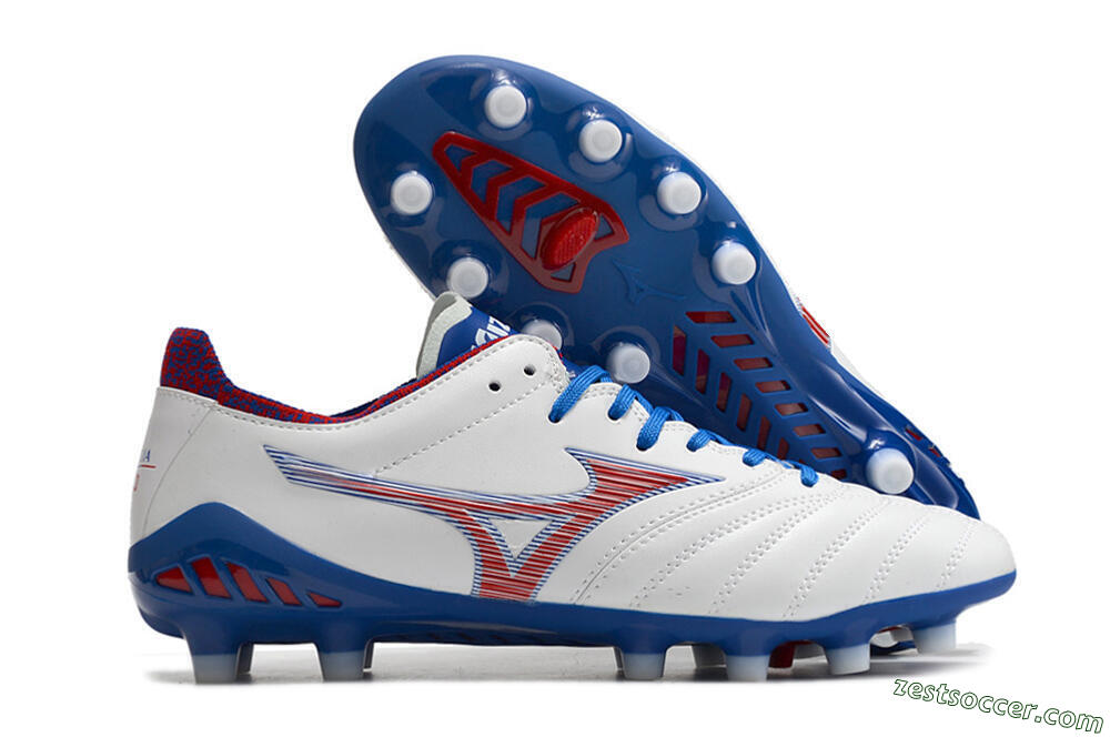 Mizuno Morelia Neo 3 Pro Japan FG Low-Tops Soccer Cleats - White/Red/Blue 0