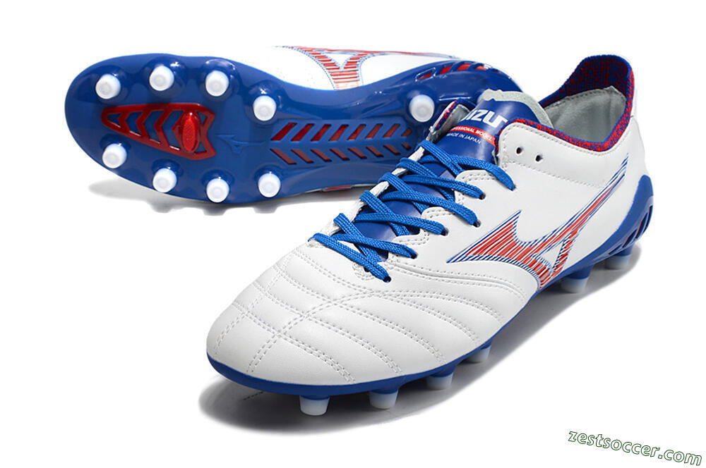 Mizuno Morelia Neo 3 Pro Japan FG Low-Tops Soccer Cleats - White/Red/Blue 3