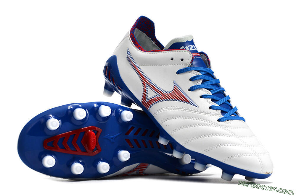 Mizuno Morelia Neo 3 Pro Japan FG Low-Tops Soccer Cleats - White/Red/Blue 4