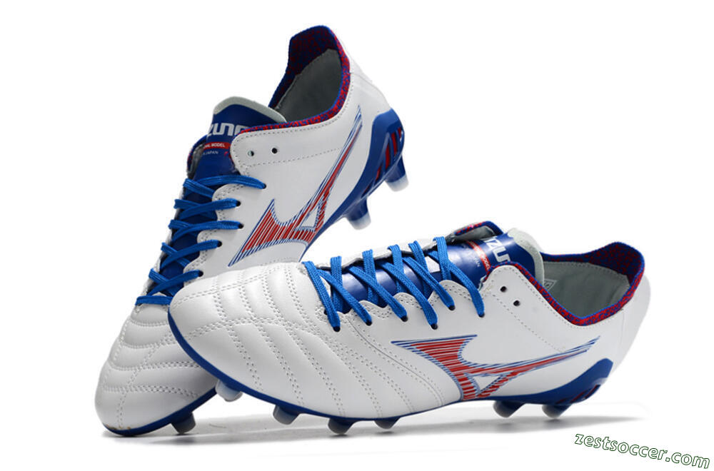 Mizuno Morelia Neo 3 Pro Japan FG Low-Tops Soccer Cleats - White/Red/Blue 5