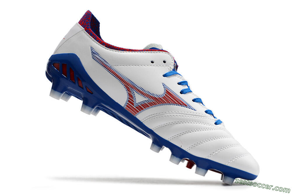 Mizuno Morelia Neo 3 Pro Japan FG Low-Tops Soccer Cleats - White/Red/Blue 6