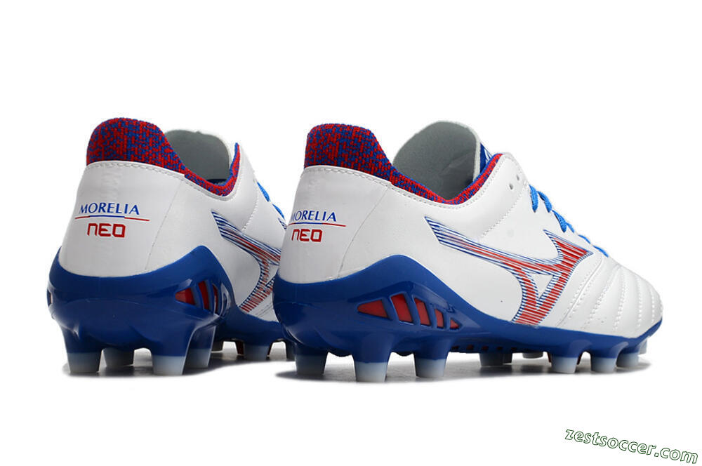 Mizuno Morelia Neo 3 Pro Japan FG Low-Tops Soccer Cleats - White/Red/Blue 8