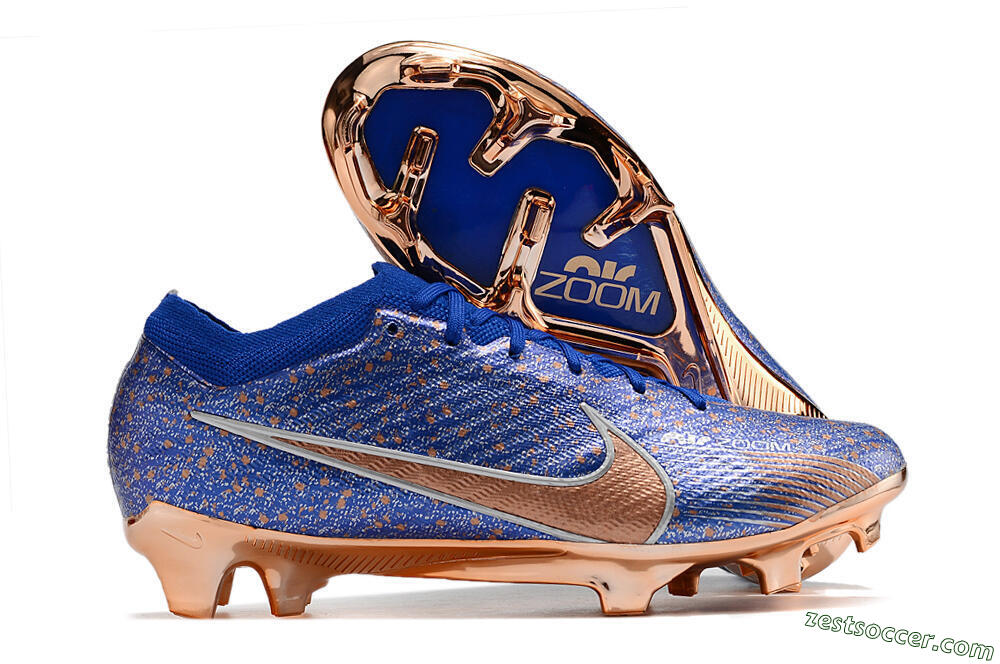 Nike Air Zoom Mercurial Vapor 15 Elite FG Low-Tops Soccer Cleats - Blue/Gold/Silver 0