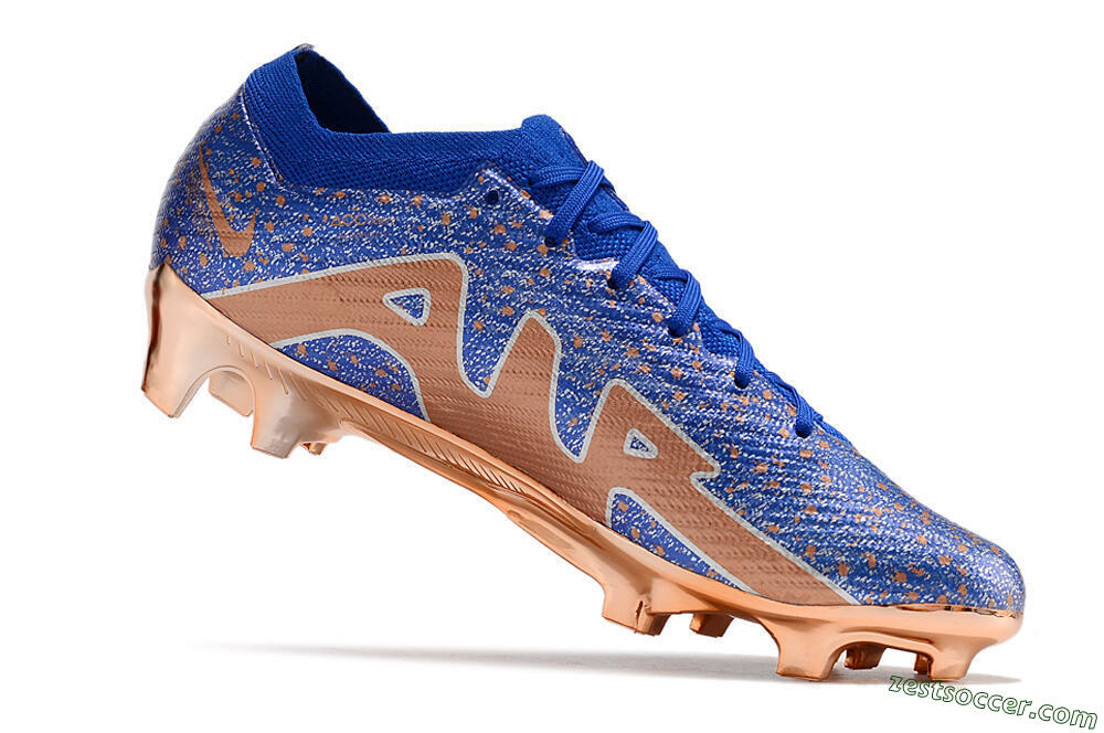 Nike Air Zoom Mercurial Vapor 15 Elite FG Low-Tops Soccer Cleats - Blue/Gold/Silver 4