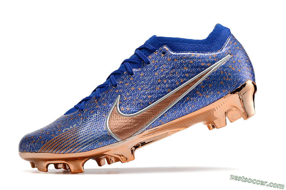 Nike Air Zoom Mercurial Vapor 15 Elite FG Low-Tops Soccer Cleats - Blue/Gold/Silver 5
