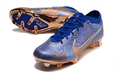 Nike Air Zoom Mercurial Vapor 15 Elite FG Low-Tops Soccer Cleats - Blue/Gold/Silver